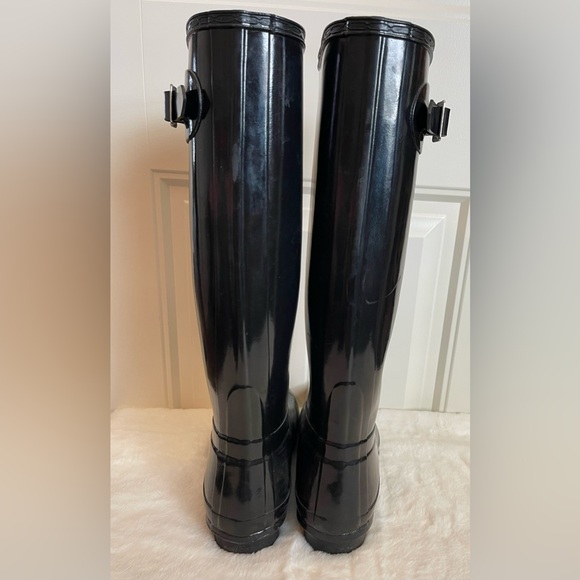 Hunter Women’s Black Gloss Tall Tain Boots Sz 9 Excellent Pre-Loved Condition! - Picture 3 of 7
